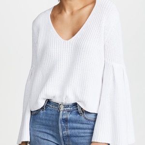 Free People white v-neck bell sleeve sweater